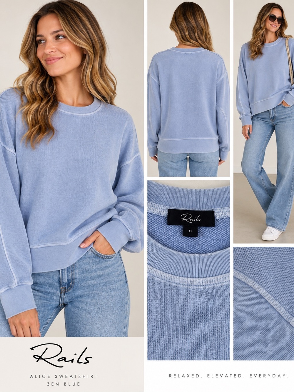 Rails Alice Zen Blue Relaxed Sweatshirt Size S